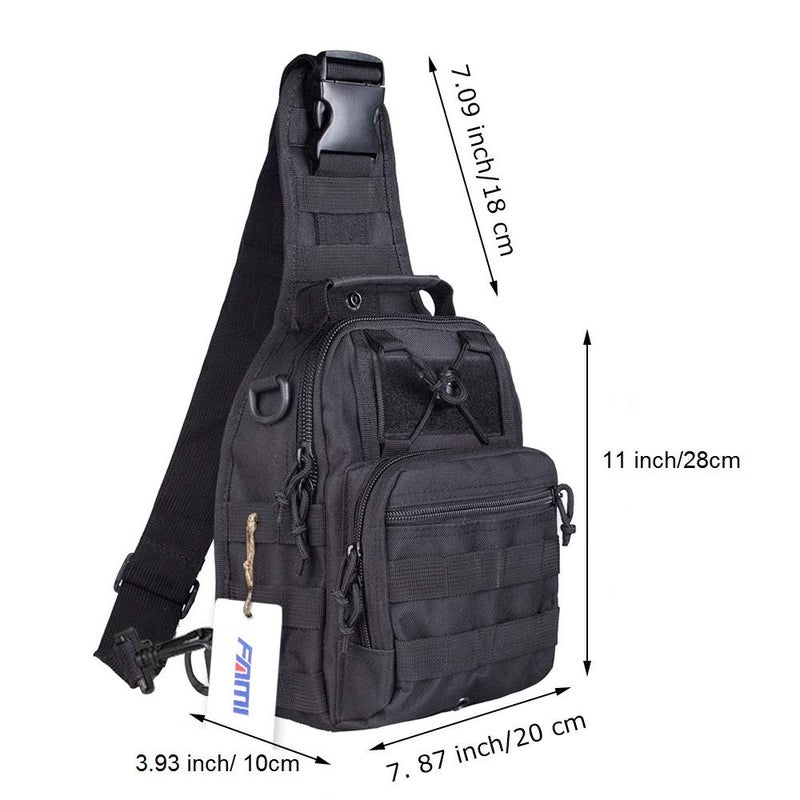 FAMI Outdoor Tactical Bag Backpack, Military Sport Bag Pack Sling Shoulder Backpack Tactical Satchel for Every Day Carry (Black) - Image 2